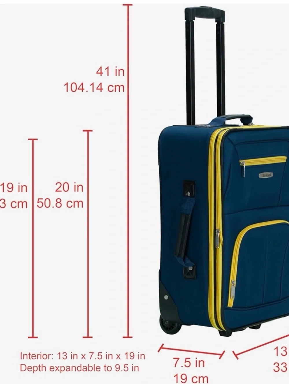 Navy and Yellow Carry-On Spinner Luggage Set - Picture 2 of 3